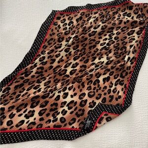 Zara Leopard Print Scarf with Red and Black Details